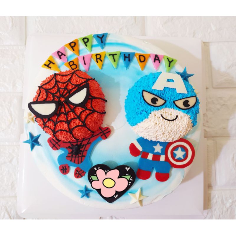 ❤甜甜棉花糖❤ 蜘蛛人 美國隊長 超級英雄  造型蛋糕 生日蛋糕 8吋10吋12吋 鶯歌  可自取