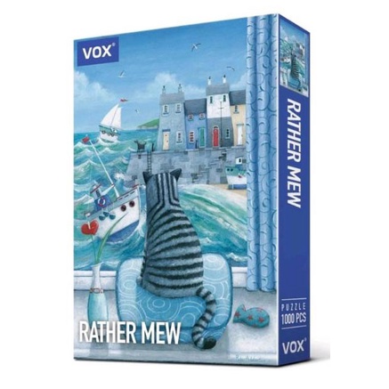 VOX 1000-39 繪畫風景 藍色海洋 窗邊的貓 1000片拼圖