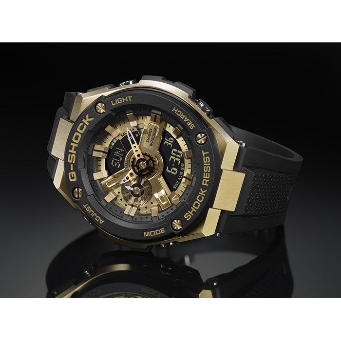 【金台鐘錶】CASIO卡西歐 G-SHOCK 強悍多功能運動錶 防水200米 膠帶錶 GST-400G-1A9