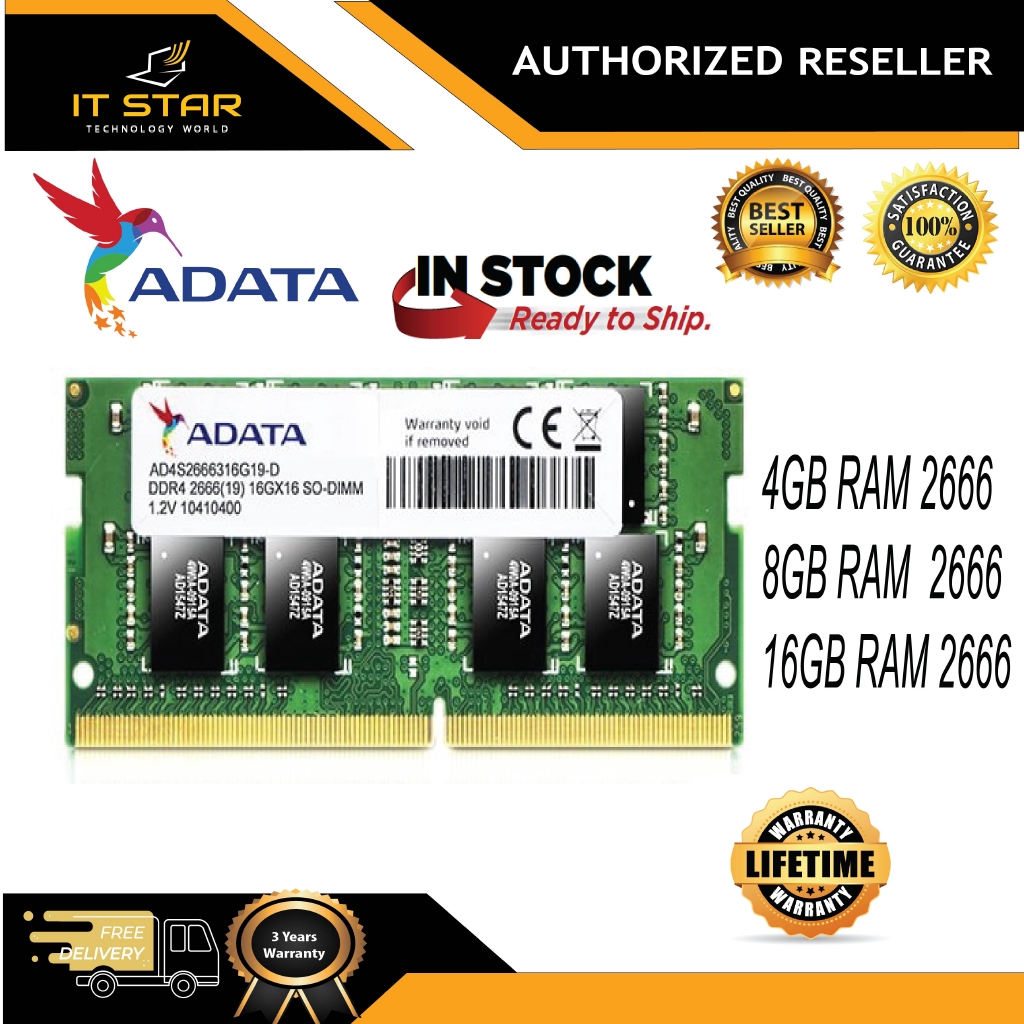 Adata 4gb / 8GB / 16GB DDR4 2666MHz SODIMM 筆記本電腦筆記本 RAM AD4S