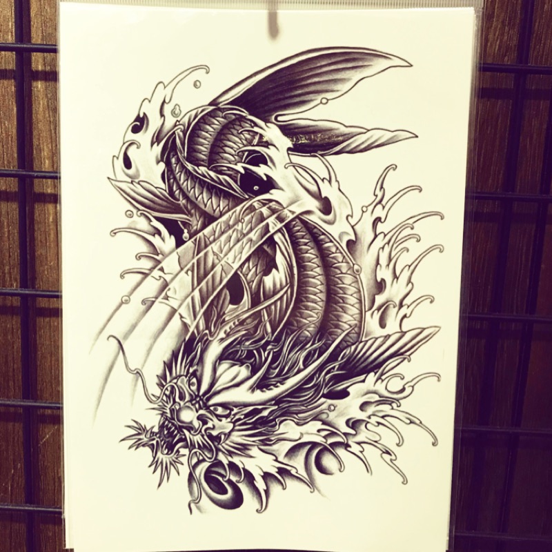 日式傳統魚龍 阿莉 小舖舖 防水唯美刺青貼紙 蝦皮購物