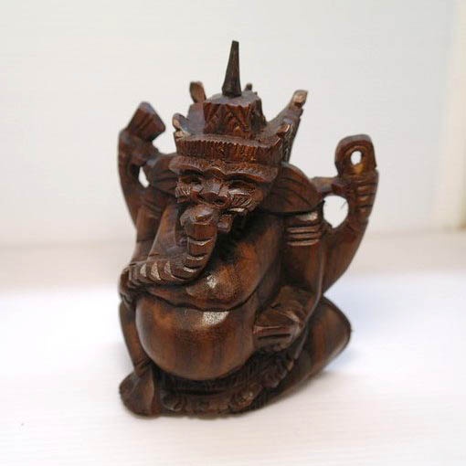 峇里島象頭神手工木雕木製品 印尼 巴里島 藝術品 神像 原木 象神