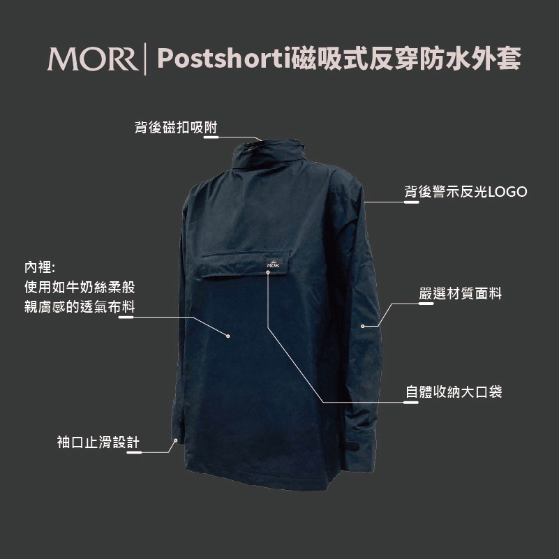 SP™ MORR Postshorti磁吸式反穿防水外套 個性黑 機車雨衣 騎乘必備