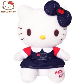 【Hello Kitty】SANRIO正版授權 可愛牛仔裙凱蒂貓 公仔娃娃玩偶 20~30cm- 情人節聖誕畢業禮物
