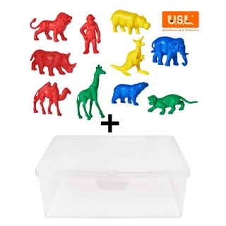 【臺灣製USL遊思樂】軟質動物模型組(120pcs) + 操作盒