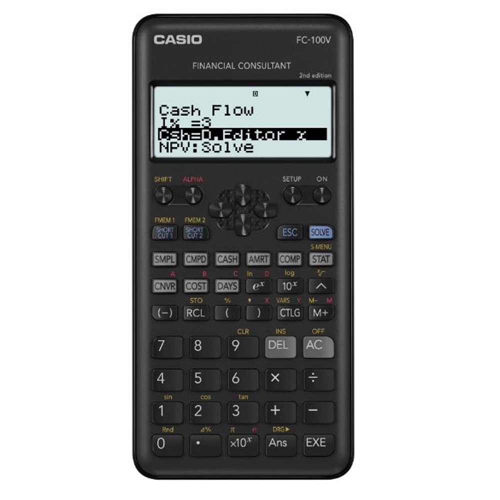 【CASIO】 10 + 2 位數 FC-100V -2科學型/財務型計算機 (最新版第二代 兩年保固~)正版宏崑公司貨