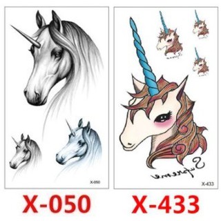 X 卡通 夢幻 獨角獸 化裝舞會 表演造型 紋身貼紙 能貼在 安全帽 汽機車上 口罩皮膚陶器金屬玻璃