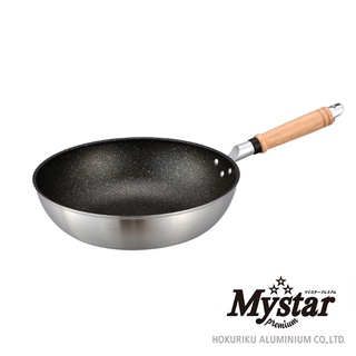 日本製【北陸hokua】輕量級不沾 Mystar 黑金鋼炒鍋 30cm 可使用金屬鏟