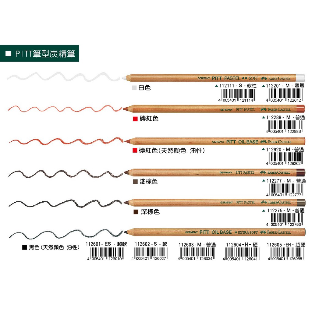 【含稅附發票】現貨/PITT/筆型/炭精筆/粉彩/油性/炭精筆/輝柏/白色/112111/112201/鉛筆/製圖/素描