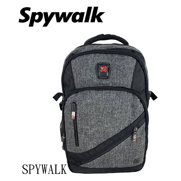【免運】SPYWALK 勝德豐 USB防盜後背包 筆電後背包 休閒後背包 書包 胸扣 #7154灰色