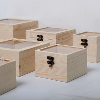 【台灣現貨】木盒 玻璃蓋木盒 收納盒 實木盒 飾品收納盒 永生花收納盒