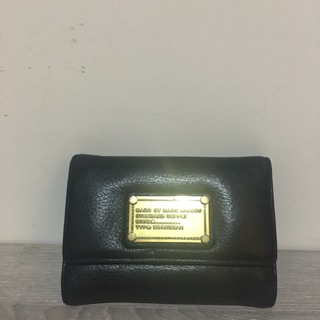 二手8成新Marc by Marc jacobs 仿舊荔枝皮紋真皮中夾 黑色