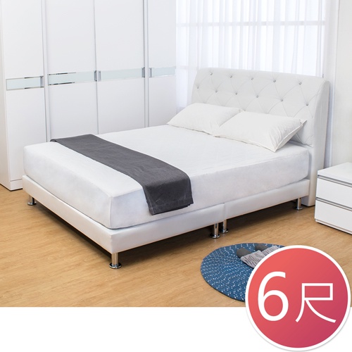 Boden-佩卡6尺白色皮革雙人加大床組(床頭片+床底)(不含床墊)
