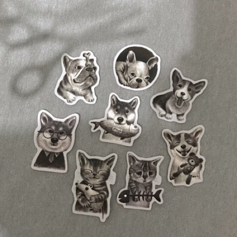 手繪文青動物款 大張貼紙 蝦皮購物