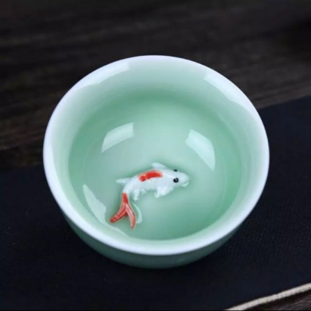 立體青花瓷茶杯 金魚，鯉魚 貓 茶壺 ，茶器