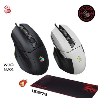 【A4 Bloody】W70 MAX 靈敏調校RGB彩漫光學滑鼠(未激活)削光黑-送電競專用鼠墊/3年保固
