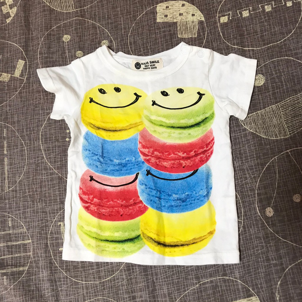 二個小孩日系子供服 彩色微笑造型上衣 1歲以內寶寶 男女童皆可 蝦皮購物