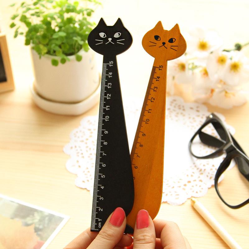 貓咪造型實木尺韓國文具直尺卡通可愛測量尺學生獎品