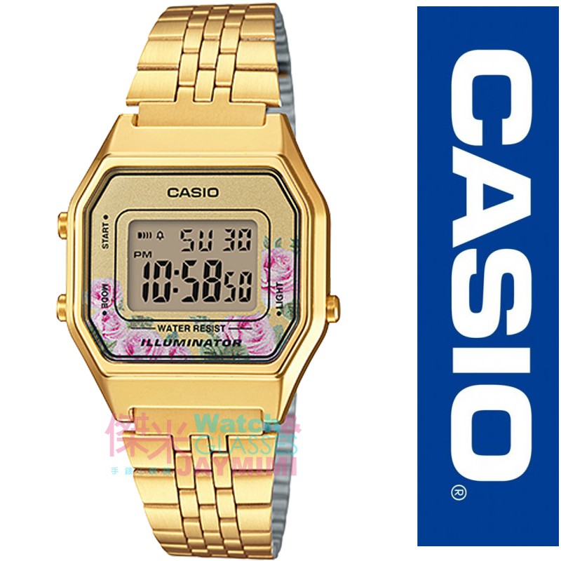 Jaymimi傑米 Casio 卡西歐台灣原廠公司貨金色玫瑰花小錶la680wga La680wga 4c 蝦皮購物