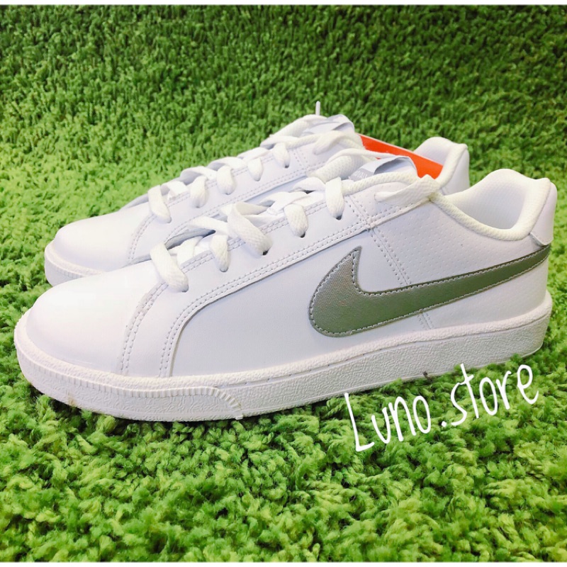 nike court royale white metallic silver