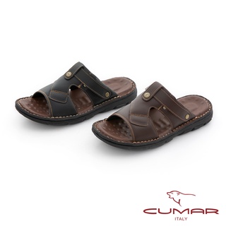 【CUMAR】舒適真皮 彈性大底兩用涼拖鞋822-004