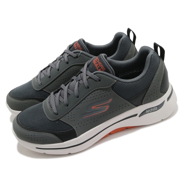 SKECHERS GO WALK ARCH FIT 216122CCOR 灰 男 透氣 網布 舒適 運動 健走鞋