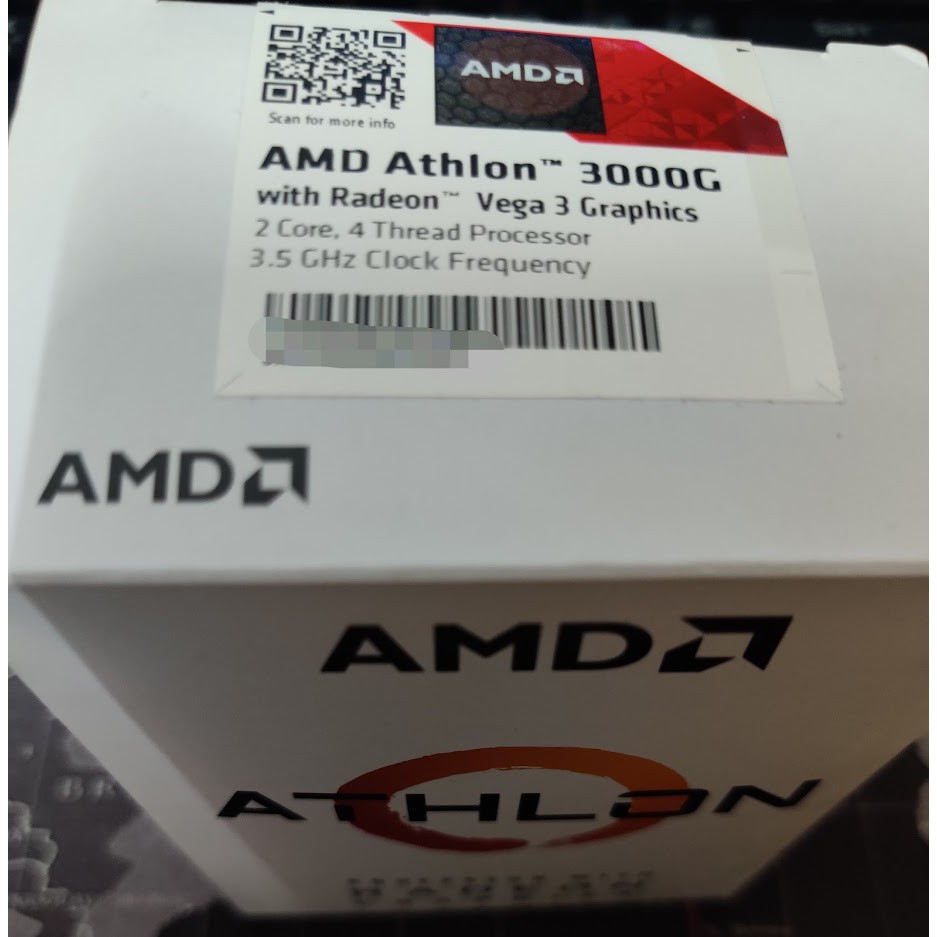 AMD ATHLON 3000G 2核心4線程 AM4 腳位 CPU 內建VEGA3 內顯