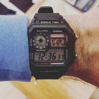 南◇現 CASIO 手錶 軍用錶 黑透明 AE-1200WH-1A 10年電力 黑色 世界地圖 電子錶 卡西歐 防水