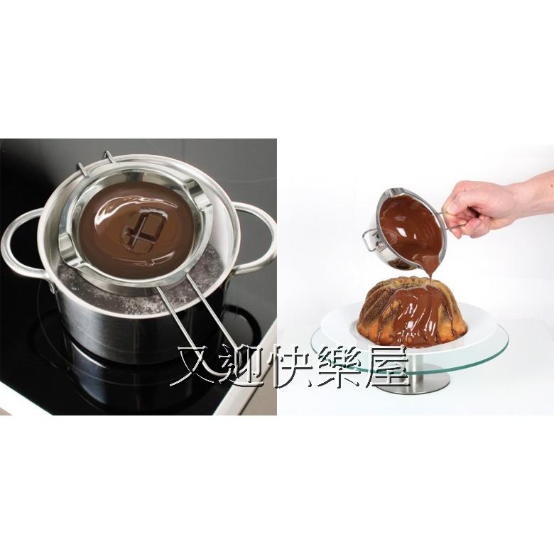 巧克力融化碗 不鏽鋼烘焙加熱碗 奶油加熱碗 奶油加熱鍋 有把手平底好操作 烘培工具