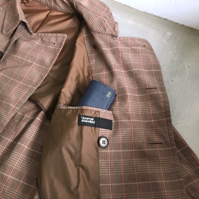 日本製造 Journal Standard trench coat 純棉格紋 經典長版風衣外套 city boy