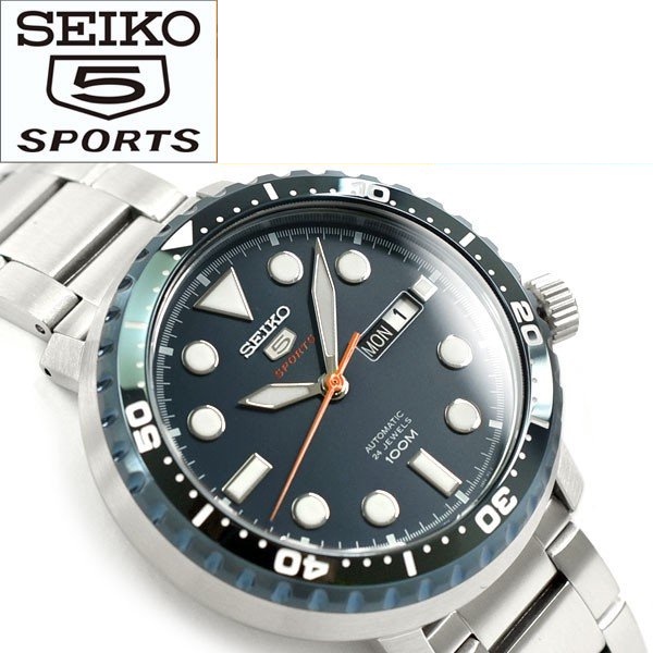 SEIKO精工5號超霸機械鋼帶小鮪魚罐頭腕錶-藍面(日本版) SRPC63J1