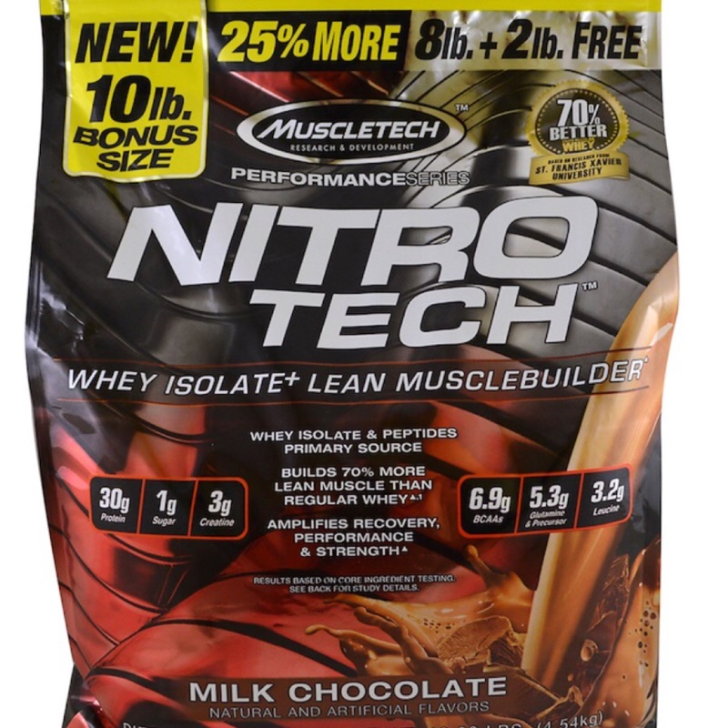 Muscletech Nitro-Tech，分離乳清蛋白(內含肌酸）10磅