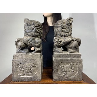 【合雅藝品】【獅鎮守】鎮守石 瑞獅戲球 石獅鎮守 泰山石敢當 辟邪化煞 招財鎮宅 風水擺件 一對標 Z68