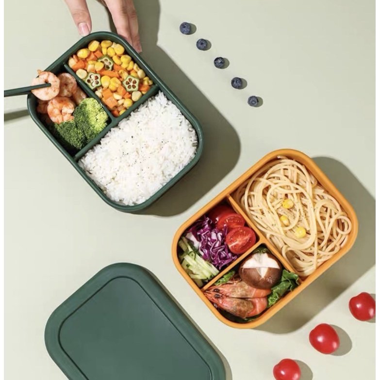 211 減脂餐 矽膠飯盒上班族微波爐專用加熱餐盒套裝分格保鮮盒食品級便當盒