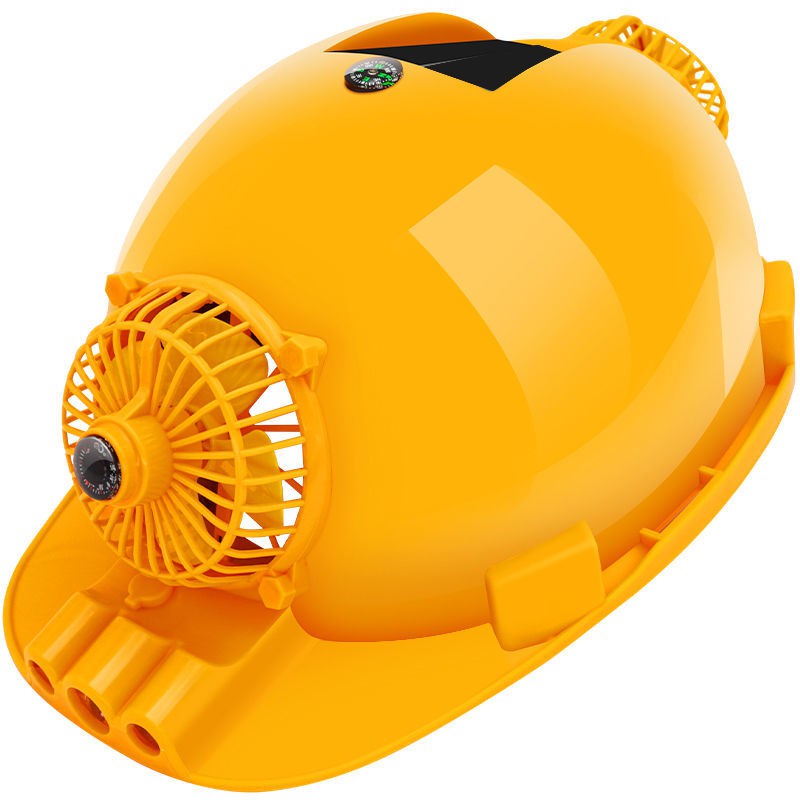 現貨暢銷款太陽能安全帽帶風扇多功能雙充電空調制冷夏防曬遮陽降溫工地頭盔