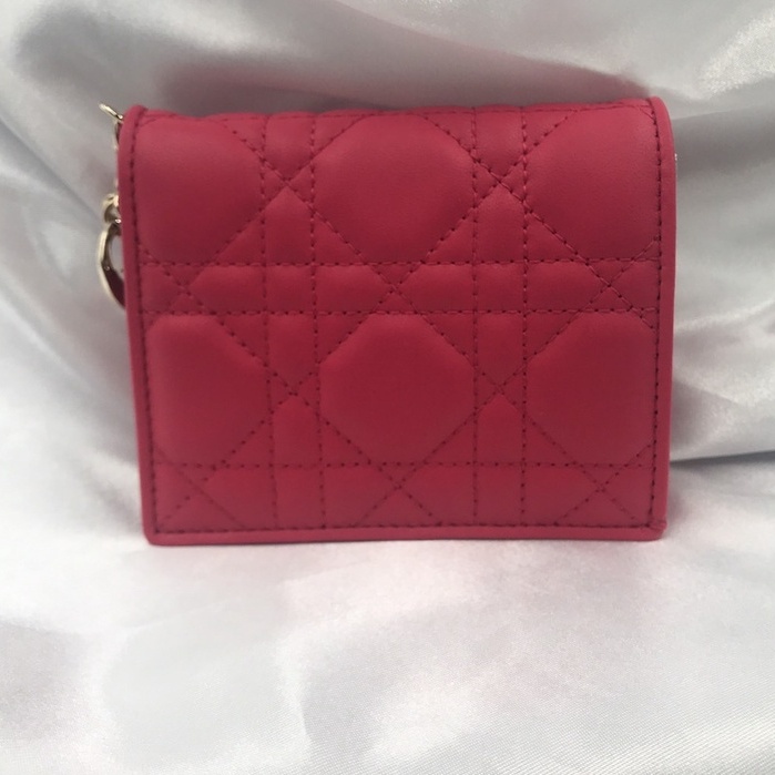 【鋇拉國際】迪奧 女款 迷你亮粉紅色LADY迪奧錢包 短夾 義大利正品代購 台北實體店家