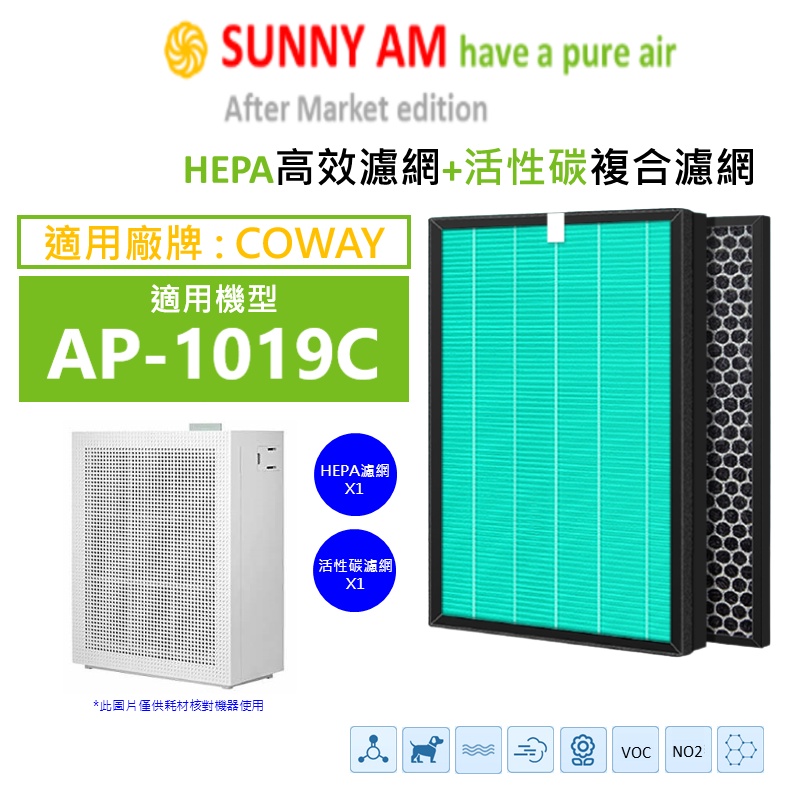 適用 Coway 格威 AP-1019C 噴射循環空氣清淨機 濾網