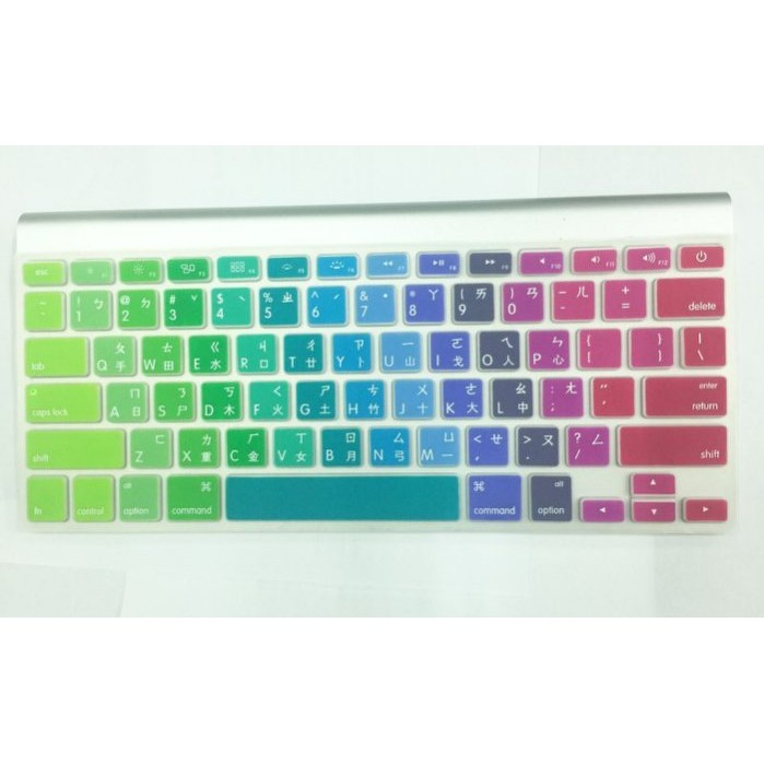 中文注音 倉頡碼炫彩 鍵盤膜 適用於 蘋果 Wireless Keyboard imac Mac A1314 樂源3C