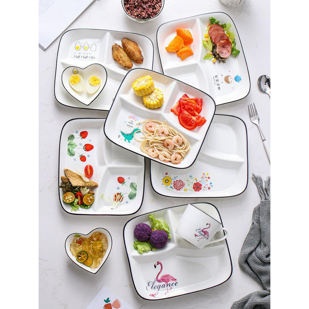 分格減脂分餐盤家用家庭制早餐餐具兒童陶瓷分隔減肥定量盤子餐盤