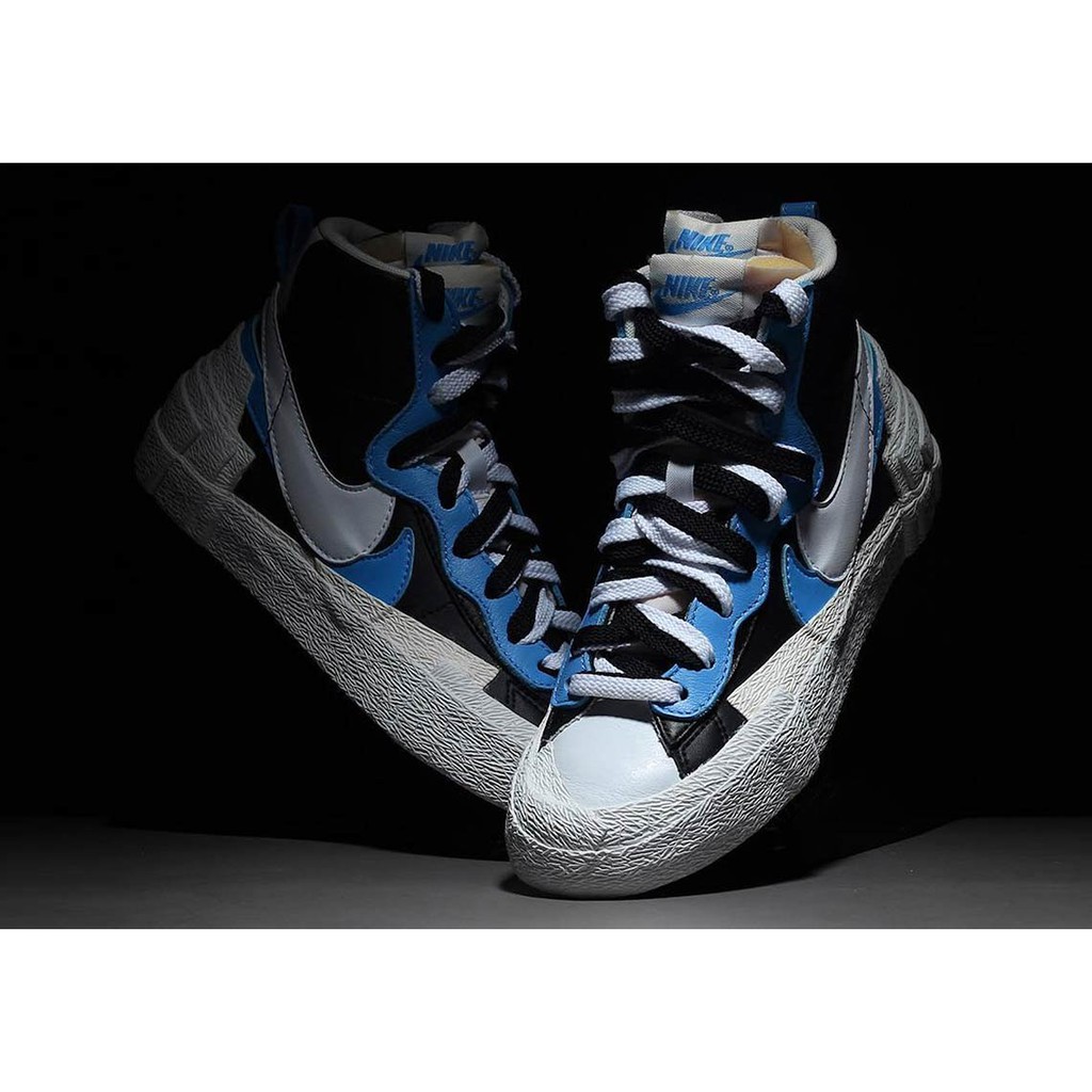 nike blazer high sacai white black legend blue