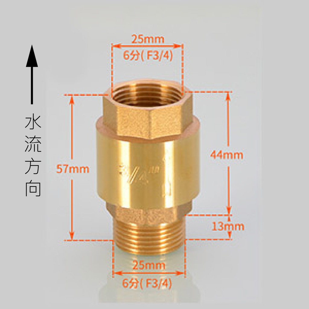 6分逆止閥 無聲止回閥 止逆閥 單向進水 防回流 防倒流 6分 逆止閥 (全銅大流量) 外進內出