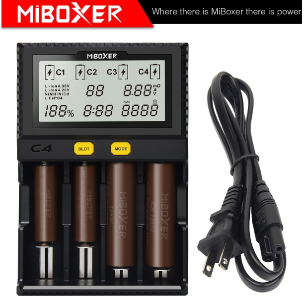 升级版MIBOXER C4 18650充電器容量測試液晶螢幕鋰電池充電器