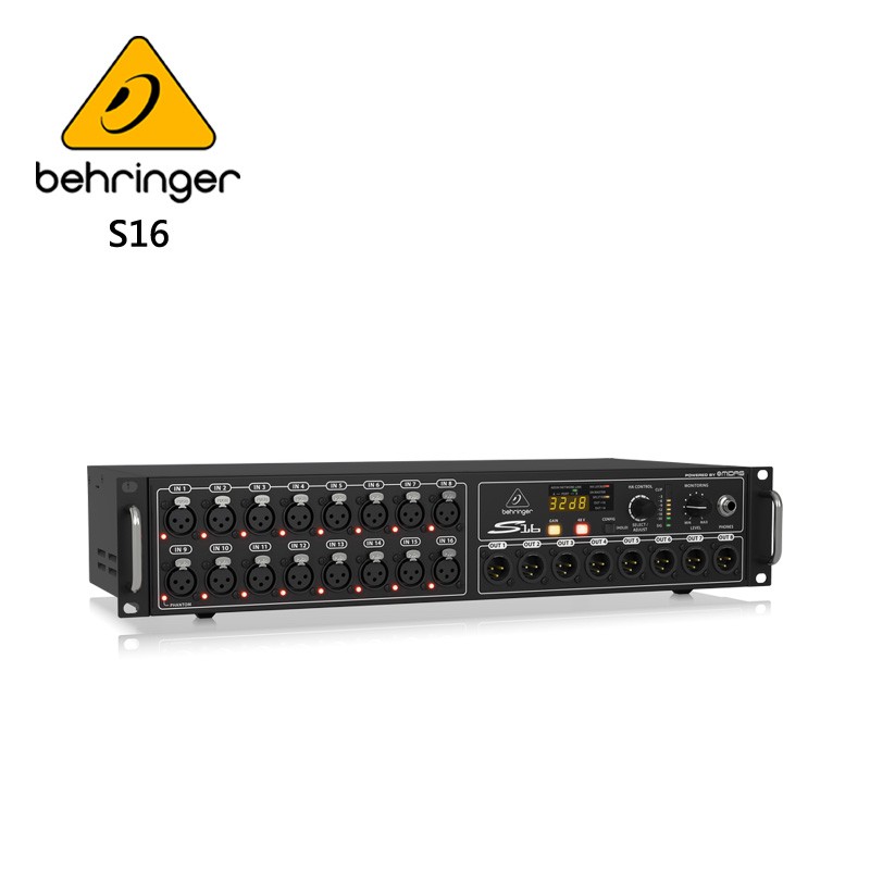 BEHRINGER S16 數位混音器網路接線盒 -隨附機架耳和保護緩衝器