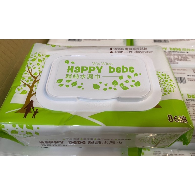 Happy bebe 有蓋超純水濕紙巾86抽×12包