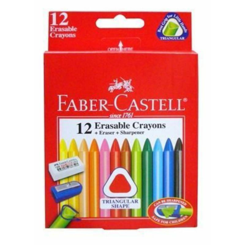 全新 輝柏 蠟筆，Faber-Castell，三角筆，三角擦擦蠟筆兒童蠟筆，12色