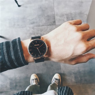 手錶 (現貨 🍒福利品) 俐落黑盤 鋼帶米蘭錶帶 中性錶 情侶錶 對錶 學生 手錶 考試手錶 腕錶女生 腕錶流行 情侶