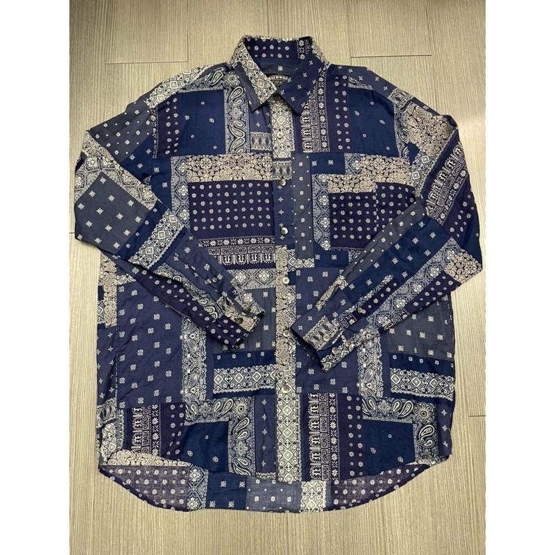 Frizm Works 襯衫 經典 藍色 變形蟲 夏季穿搭 Bandana Half Shirt