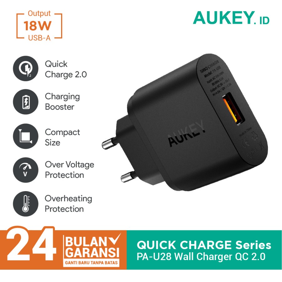 Aukey PA-U28 渦輪充電器 1 端口 18W QC 2.0 500224