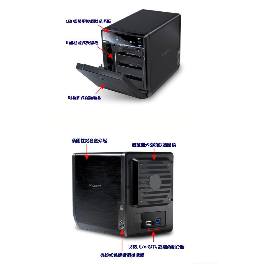 ProBox RAID HFR2-SU3S2 SATA 3.5" eSATA/USB3 4槽RAID5盒 (全新)