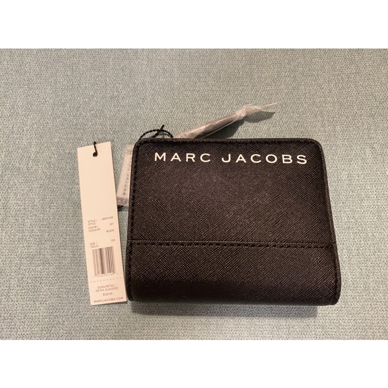 美國outlet帶回🇺🇸  Marc Jacobs MJ 釦式黑色防刮短夾 全新正品